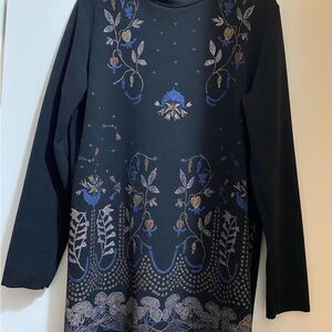 Zara Black and Blue Long Sleeve Dress
